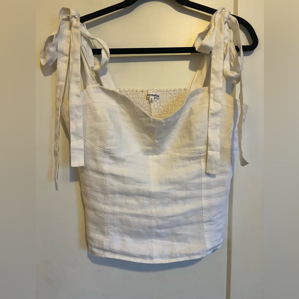 Reformation Ivory Linen Top